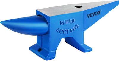VEVOR Smid Aambeeld, 50kg Enkelhoorn Aambeeld, Gietstalen Aambeeld Smid, Gereedschap Gesmeed Staal met Rond en Vierkant Gat, voor MetaaLBewerking