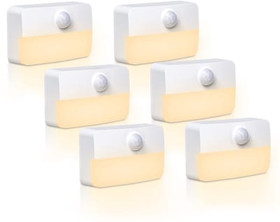 longziming -Set van 6 LED Nachtlampjes met Bewegingssensor – Warm Wit Licht, Energiebesparend, Compact en Veilig voor Kinderen en Ouderen