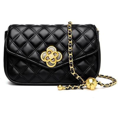 Sac Tendance pour Femmes Texture Cuir Souple Sac à Chaîne pour la Mode Féminine Polyvalent Porté Épaule Bandoulière Petit Sac Carré Sac Diamant Brodé black