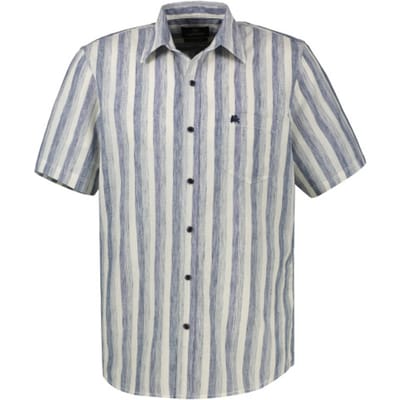 LERROS Gestreept overhemd met korte mouwen en ademend vermogen , Maat: L , Kleur: STORM BLUE , 60% polyester, 40% katoen