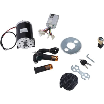 Kit Moteur avec Contrôleur Poignées Tournantes Pignon Chaîne Moteur CC à Balais 36V 1000W pour Kart Moto Tout-Terrain gray