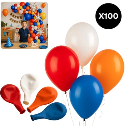 Cheqo® Ballonnen Rood Wit Blauw Oranje - 100 Stuks Ballonnen - Feestballonnen - Ballonnen - Vrolijke Ballonnen - Speelballonnen - Feestdecoratie EK WK Koningsdag - Kleurrijke Ballonnen - Ballonnen Voor Feestjes - Ballonnen Nederland