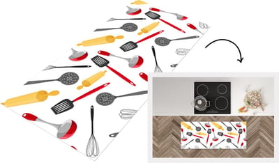 Keukenloper - Loper keuken - Patronen - Keukengerei - Spatel - Deegroller - 120x50 cm - Keukenloper vinyl