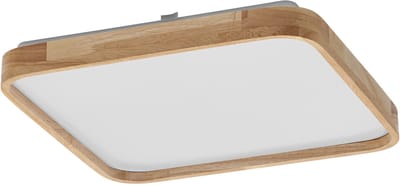 OSRAM ORBIS Alicia LED plafondlamp met houtdecor, 16W, 1000lm, 3000K, 292x292mm, vriendelijk warm wit, dimbaar door te klikken, IP20 bescherming, inclusief montageschroeven en pluggen