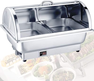 Elektrische Warmhoudbak - Buffet Server - Feesten Banketten - Instelbare Temperatuur - 9L 57x37x38cm - Zilverkleurig