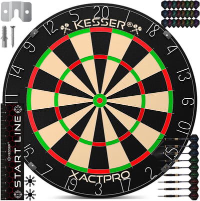 KESSER® Dartbord Sisal - 37-delige Dart Set inclusief 9x Dartpijlen en 21x Dartflights + Accessoires