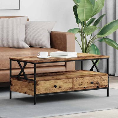 vidaXL - Salontafel - Oud - hout - 100 - x - 51 - x - 45 - cm - Bewerkt - hout