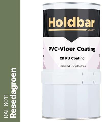 Holdbar PVC-Vloer Coating Resedagroen (RAL 6011) 1 Kg - Vloerverf - Alle kleuren - Hecht direct op PVC - Slijtvast - UV-bestendig - Gemakkelijk te reinigen - Beschermt PVC-Vloer - 2 Componenten Verf