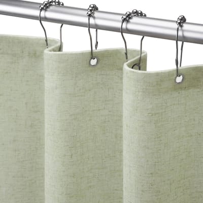 Douchegordijn Linnen- Badkamer Gordijn in Scandinavische Stijl - Waterafstotend Douchegordijn 183x198 cm - Dikke Kwaliteit voor Badkamer en Douche-look Erwtengroen