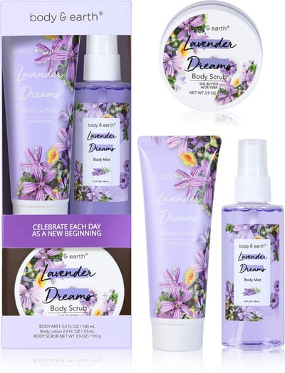 Body & Earth - Lavender Dream - Verwenpakket Lavendel - Verjaardag Cadeau Vrouw - Wellness bath - Geschenkset vrouwen, moeder, mama, vriendin, oma, geliefde - Giftset - Cadeauset Dames - Cadeautje voor haar