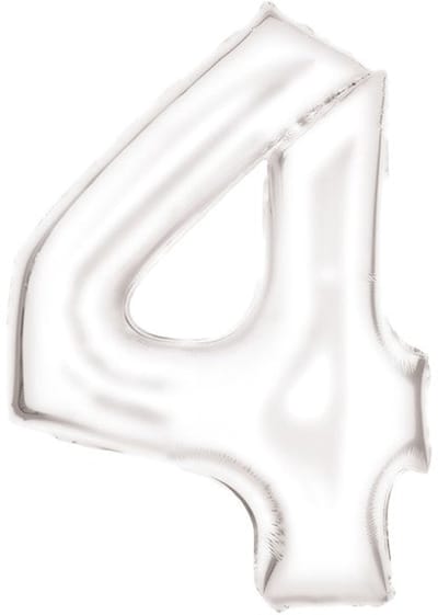Folieballon 86cm cijfer 4 Silk White
