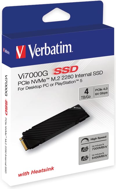 Verbatim Vi7000G PCIe NVMe M.2 SSD 4 TB De ultieme gamingoplossing