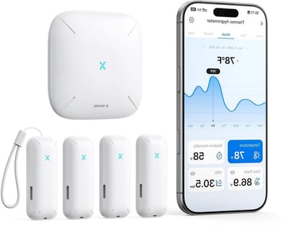 Hygrometer Thermometer - Temperatuur Luchtvochtigheid Sensor - Binnenklimaat Monitoren - Realtime App Meldingen - 500 m bereik - Wit