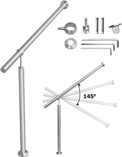 Roestvrijstalen Trapleuning 120 x 90 cm Zilver, Ingangsleuning voor Binnen en Buiten
