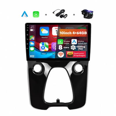 Boscer 2 Din Autoradio - Geschikt voor Toyota Aygo, Citroën C1 & Peugeot 108 (2014-2021) - Draadloos Apple CarPlay & Android Auto - 8-Core Snapdragon - 10.1 Inch HD Touchscreen - WiFi, Bluetooth & USB - Achteruitrijcamera & Microfoon