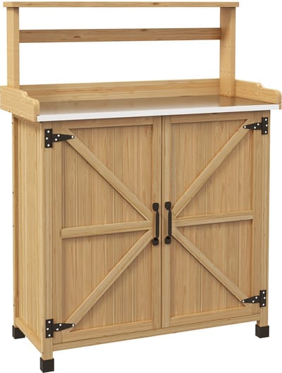 Outsunny plantentafel - Vurenhout - 90,5x41x124,5cm - Geel