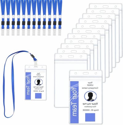 Set van 12 ID Kaarthouders met Lanyard, Waterdichte Kaartbescherming voor Studenten, Docenten en Werknemers, Transparante Kaartcase van 17 x 10.5 cm