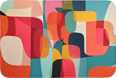 Badmat 90x60 cm - Antislip - Vormen - Kleurrijk - Abstract - Vlakken - Badmatten voor badkamer - Badkamermat - Douchemat - Badkamer mat