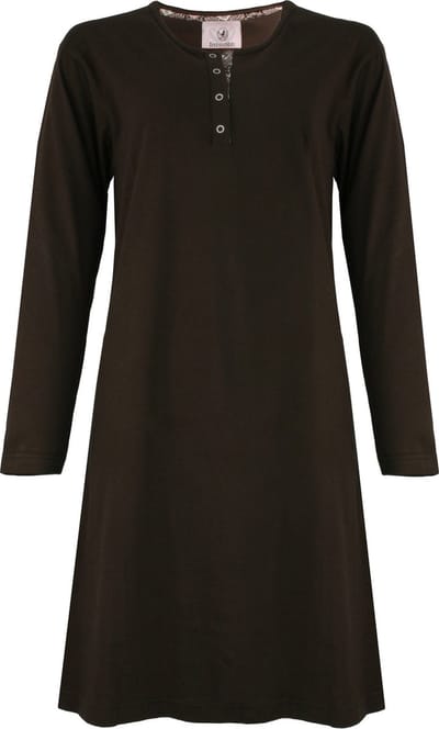 Irresistible Dames Nachthemd - Polo Sluiting - Donker Bruin - Maat S