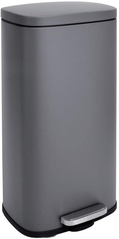 Vuilnisemmer 30 Liter met Pedaal en Softclose Deksel - Grijze Afvalcontainer voor Keuken en Kantoor