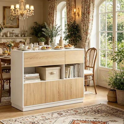 Keukenkast - 160 cm - Ruime Opbergruimte met 5 Lades - Hout - Wit