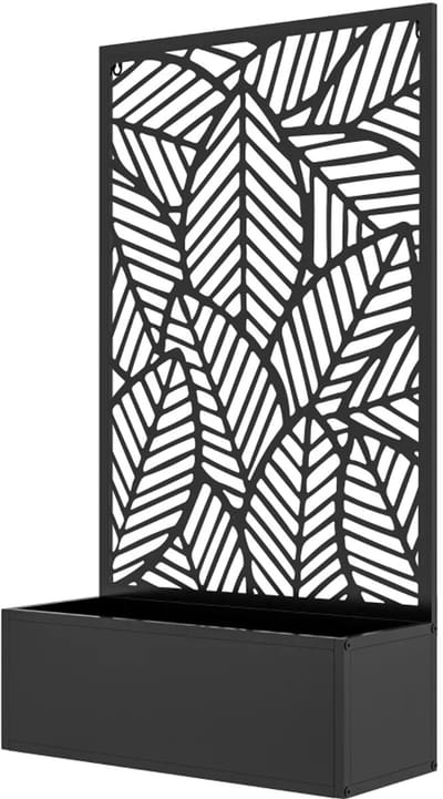 Plantenbak met Klimrek - Privacyscherm - Bloembak - Tuinrek - Tuinbed - Buitenscherm - Plantenrek - Perfect voor Bloemen en Klimplanten – voor Tuin, Terras & Balkon - Metaal - 61 x 23 x 113 cm - Zwart