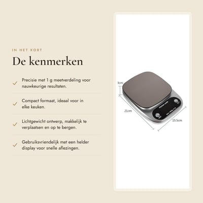 Dailygoods- Digitale Weegschaal - Precisie Weegschaal - Keukenweegschaal - LCD Display - Roestvrij Staal - Maximaal 10 kg Capaciteit