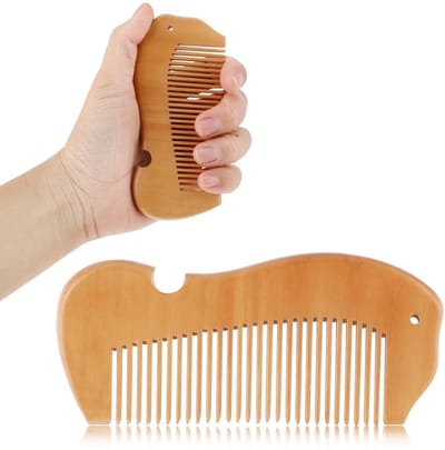 Dailygoods- Weeënkam Houtkleur - Houten Geboortekam - Verlichting zwangerschapspijn - Afmetingen 11,5 x 5,2 x 0,9 cm - 1 stuk - Handmatig gebruik - Acupressuurkam