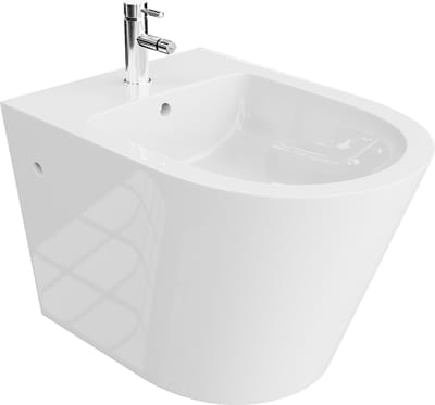 LAVITA GALVE - Luxe hangend wandbidet met overloop en kraangat - 355x510x340 - Wit Hoogglans - Universele gatafstand van 18cm