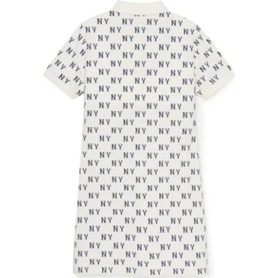 MLB New York Yankees SS25 Volledige Print Slim Fit Knopen Polo Jurk Dames Jurken Wit 3FOPM0353-50IVS S white
