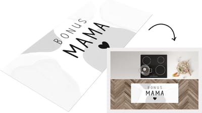 Keukenloper - Loper keuken - Spreuken - Quotes Bonus mama - Moeder cadeautje - Moederdag - Mama - zwart wit - 120x50 cm - Keukenloper vinyl