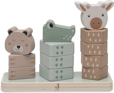 Jollein - Houten Stapeltoren - Jungle Jambo - Jungle Dieren - Krokodil, Cheetah en Giraffe - 100% FSC