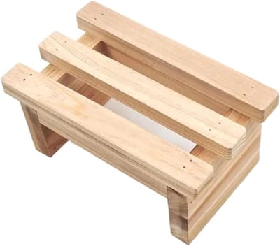 Houten Opstapje - Voetenbankje Krukje - Voetenbad Ontspanning - Massief Hout Glad - 25D x 14W x 12H cm - Houtkleur