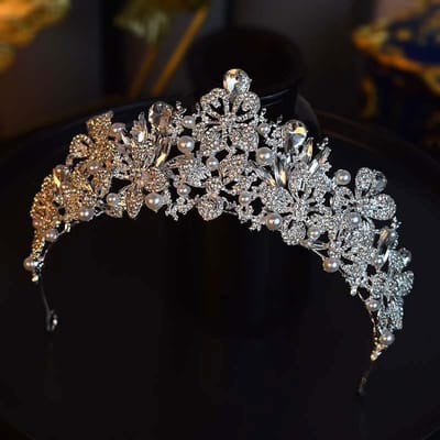 Nieuwe Parel Bruidsstijl Hoofd Trouwjurk Kroon Hoofdsieraad Super Fee Verjaardagsfeest Kroon Retro Avondjurk Haaraccessoires gray