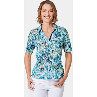 Huidvriendelijk gedessineerd poloshirt - marine / gedess. - Gr. 24 van Goldner Fashion