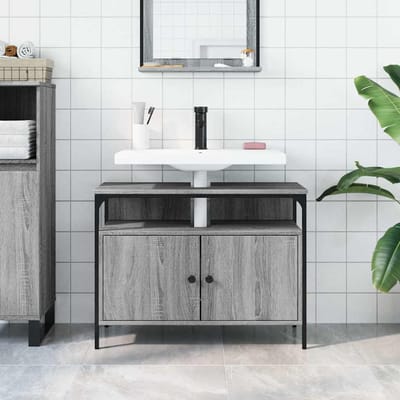 vidaXL - Wastafelkast - 80x30x60 - cm - bewerkt - hout - grijs - sonoma - eikenkleurig