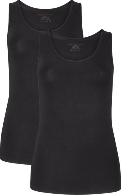 Comfortabel & Zijdezacht Bamboo Basics Long Fit Singlets Anna (2-pack) - Zwart - S