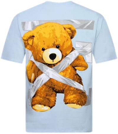 T shirt Heren met Print - Oversized T shirt Heren - T-shirts Heren Grappig - Funny Shirt Bear - 1960 - Blauw