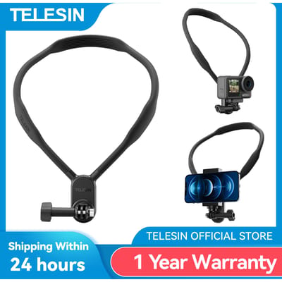 TELESIN Nek Hold Mount Borst Mount voor GoPro 13 12 Hero 11 10 9 8 7 Insta360 DJI Osmo Action Siliconen Actie Camera Accessoires