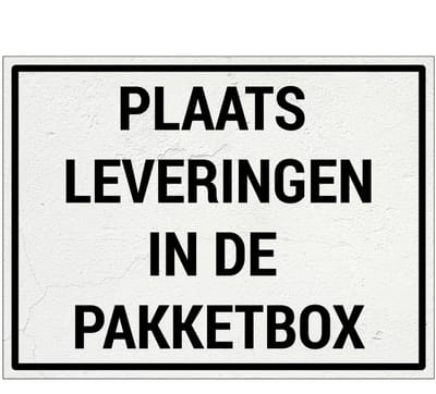 Plaats leveringen in de pakketbox bord | Forex Re materiaal | 20 x 15 cm