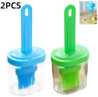 2 stuks-Oliekwast - sauskwast - barbecuekwast - siliconen kwastkop - bakkwast - alles-in-één oliefles - geschikt voor grillen, bakken, sauzen, boter en vlees - blauw - groen - 7*17 cm