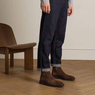 Manfield - Heren - Bruine suède chelsea boots - Maat 40