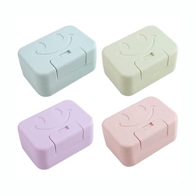 QTTVBTNA - Zeephouders - Reis Zeepdoos - Waterdichte Zeepbox - Voor Thuis en Reizen - Badkamer Accessoires - 10,5x7,5x5cm - Groen, Blauw, Paars, Roze - 4 stuks