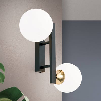 ORION Wandlamp Snowwhite met glasbol, zwart