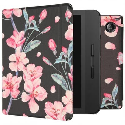 imoshion Design Slim Hard Case Sleepcover met stand voor de Tolino Vision 5 - Blossom Watercolor Black