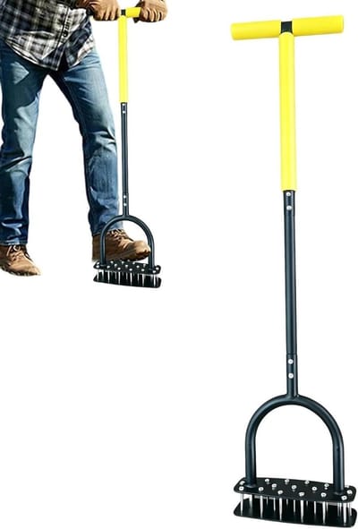 Gazonbeluchter Handmatig - Bodem Luchtpomp - Gazon Onderhoud - Ergonomisch T-handvat - 11 x 25 x 11 cm - Zwart