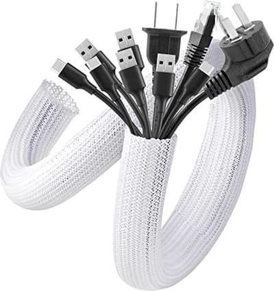 Zelfsluitende Kabelgoot 2m - Flexibele Kabelslang voor Bureau, TV, Vloer - Verstevigde Cable Management, Diameter 16-24mm, Wit