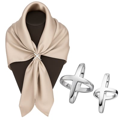 3-delige Elegante X-vormige Sjaalgesp Set – Glanzende Zilveren Afwerking – Modieuze en Multifunctionele Accessoire voor Dames – Luxe Sjaalclip van Zinklegering – Perfect voor Feest, Werk & Dagelijks Gebruik