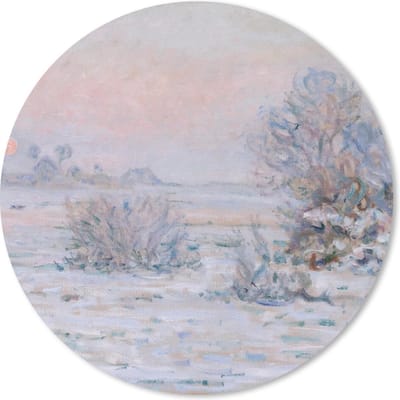 Muismat rond 20x20 cm - Mousepad Winterzon Lavacourt - Claude Monet - Ronde muismatten
