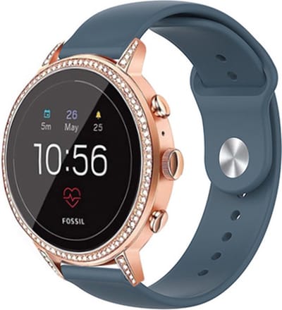 Strap-it Siliconen sport bandje 18mm met druksluiting - geschikt voor Fossil Gen 5e 42mm / Gen 6 42mm - Huawei Watch GT 4 - 41mm - Watch GT 5 - 41mm / GT 5 Pro - 42mm - Withings ScanWatch 2 - 38mm / ScanWatch Light / Steel HR - 36mm - grijsblauw